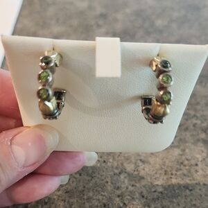 Elegant Gold and Green Hoop Earrings